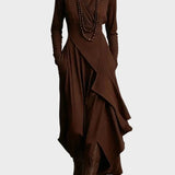 Teresa - Robe maxi asymétrique en maille à col roulé