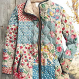 Viola – Doudoune matelassée à motif patchwork et col en peluche
