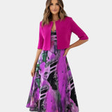 Stacy | Robe midi fluide imprimée avec veste assortie