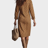 Robe midi à pois en simili-cuir