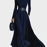 Kornelia - Robe maxi en maille à col montant