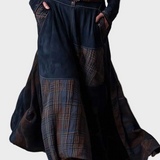 Helena - Robe maxi en suédine bleu marine avec ceinture