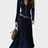Iwona - Robe maxi en suédine avec ceinture