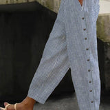 Clara | Pantalon rayé à boutons