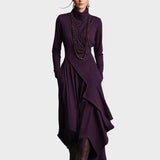 Teresa - Robe maxi asymétrique en maille à col roulé