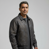 Veste Homme Cuir – Fermeture Zippée Coupe Décontractée