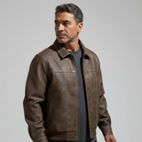 Veste Homme Cuir – Fermeture Zippée Coupe Décontractée
