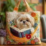 Sac Artisanal “Shih Tzu avec Livre et Fleurs”
