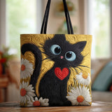 Sac à main “Chat Noir avec Cœur et Marguerites”