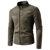 Blouson Homme Rétro Similicuir – Col Droit Coupe Ample