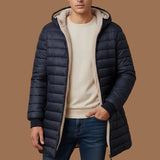 Veste Homme matelassée mi-longue à capuche – Doublure polaire