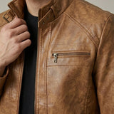 Veste Homme Col Montant – Fermeture Zippée Finition Similicuir