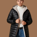 Veste Homme matelassée mi-longue à capuche – Doublure polaire