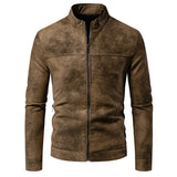 Blouson Homme Rétro Similicuir – Col Droit Coupe Ample