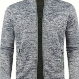 Veste Homme en Maille Texturée – Col Montant Zip Intégral