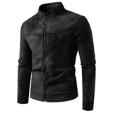 Blouson Homme Rétro Similicuir – Col Droit Coupe Ample