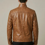 Veste Homme Col Montant – Fermeture Zippée Finition Similicuir