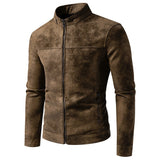 Blouson Homme Rétro Similicuir – Col Droit Coupe Ample