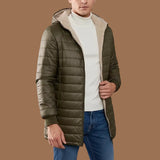 Veste Homme matelassée mi-longue à capuche – Doublure polaire