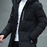 Doudoune Homme à Capuche – Veste Matelassée Mi-Longue Hiver