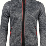 Veste Homme en Maille Texturée – Col Montant Zip Intégral