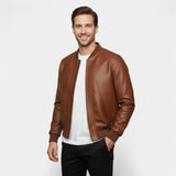 Veste Homme en Cuir Texturé – Coupe Structurée