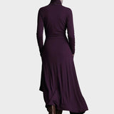Teresa - Robe maxi asymétrique en maille à col roulé